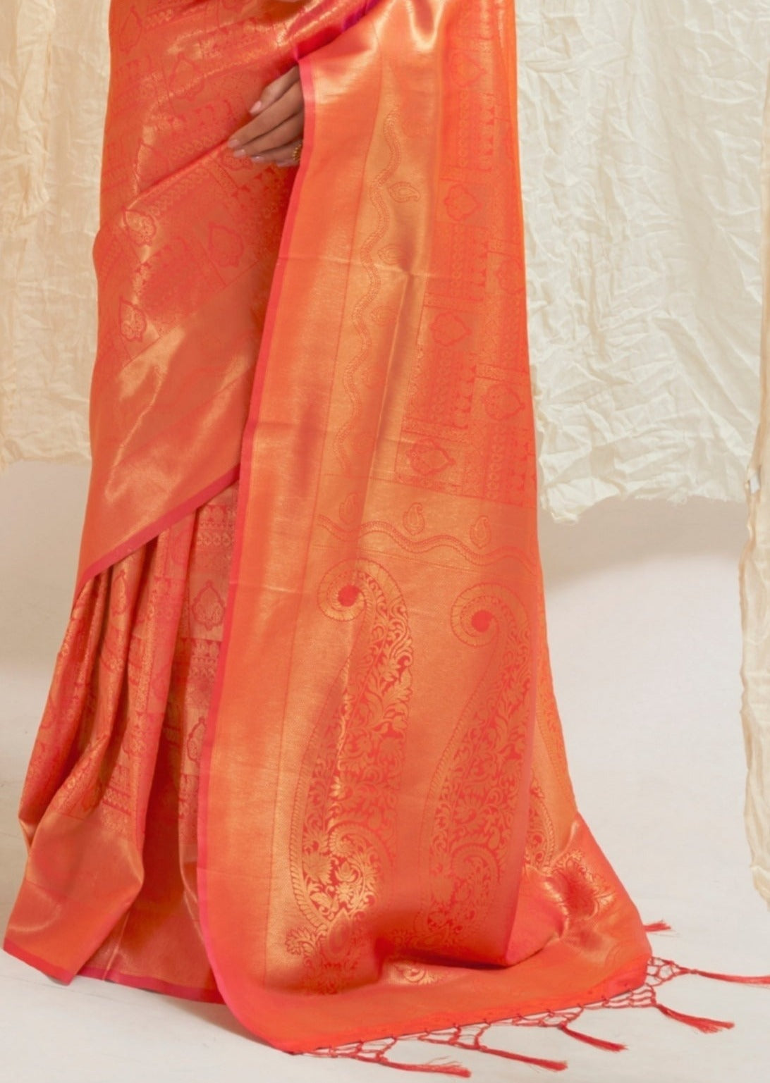 Royal Lustre Soda Orange Kanjivaram Silk Saree