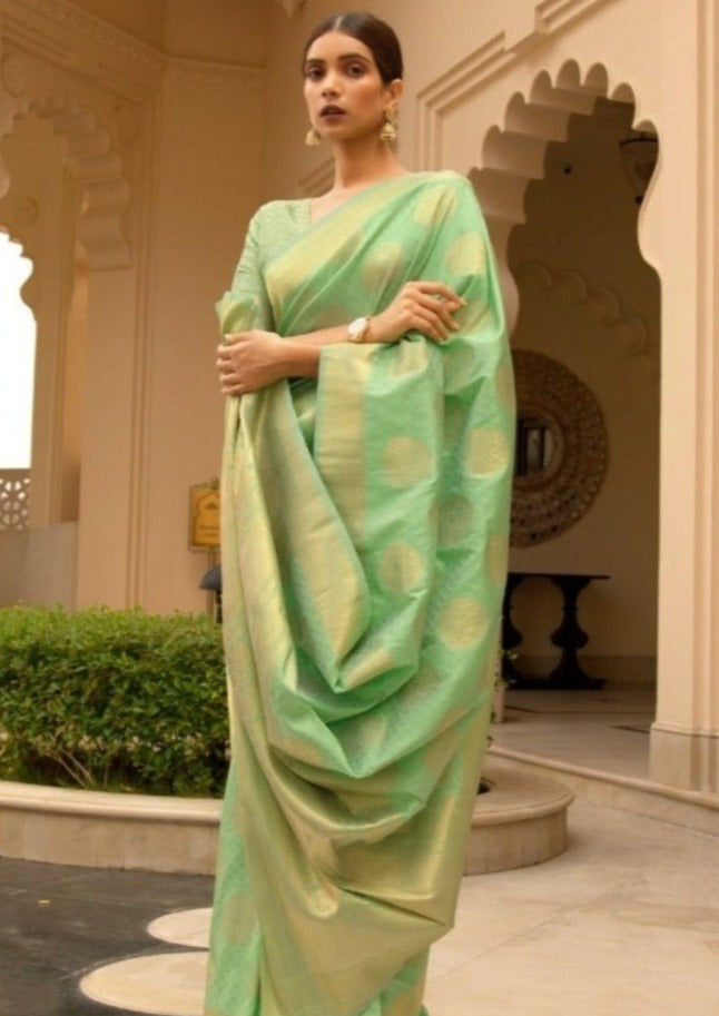 Soft Banarasi Silk Mint Green Saree