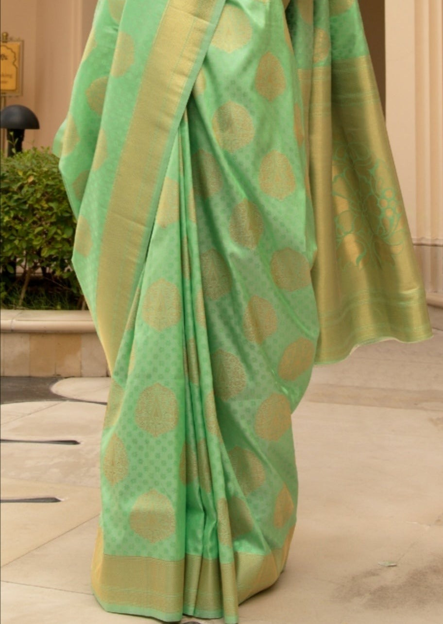 Soft Banarasi Silk Mint Green Saree