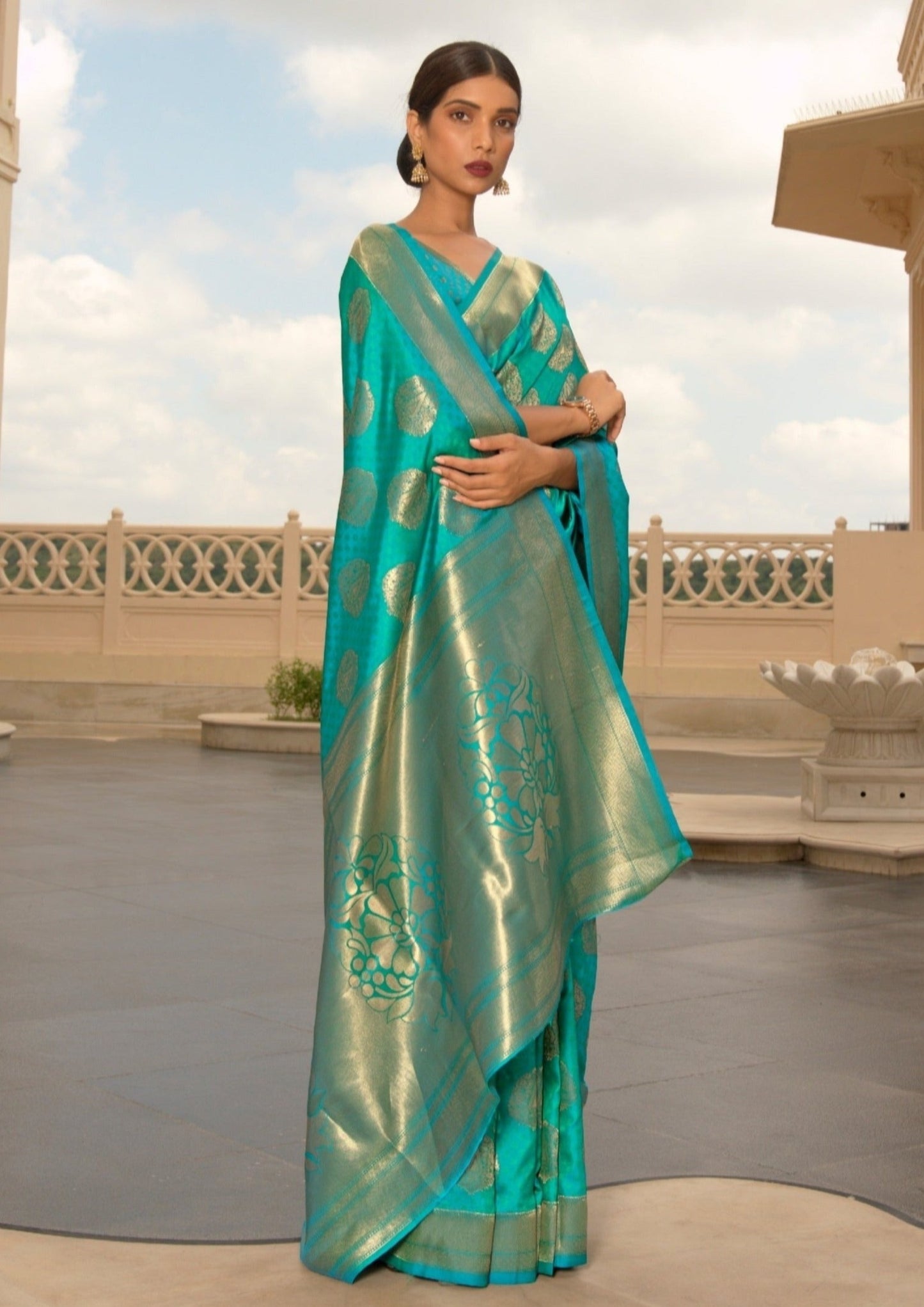 Handloom Banarasi Silk Designer Blue Saree