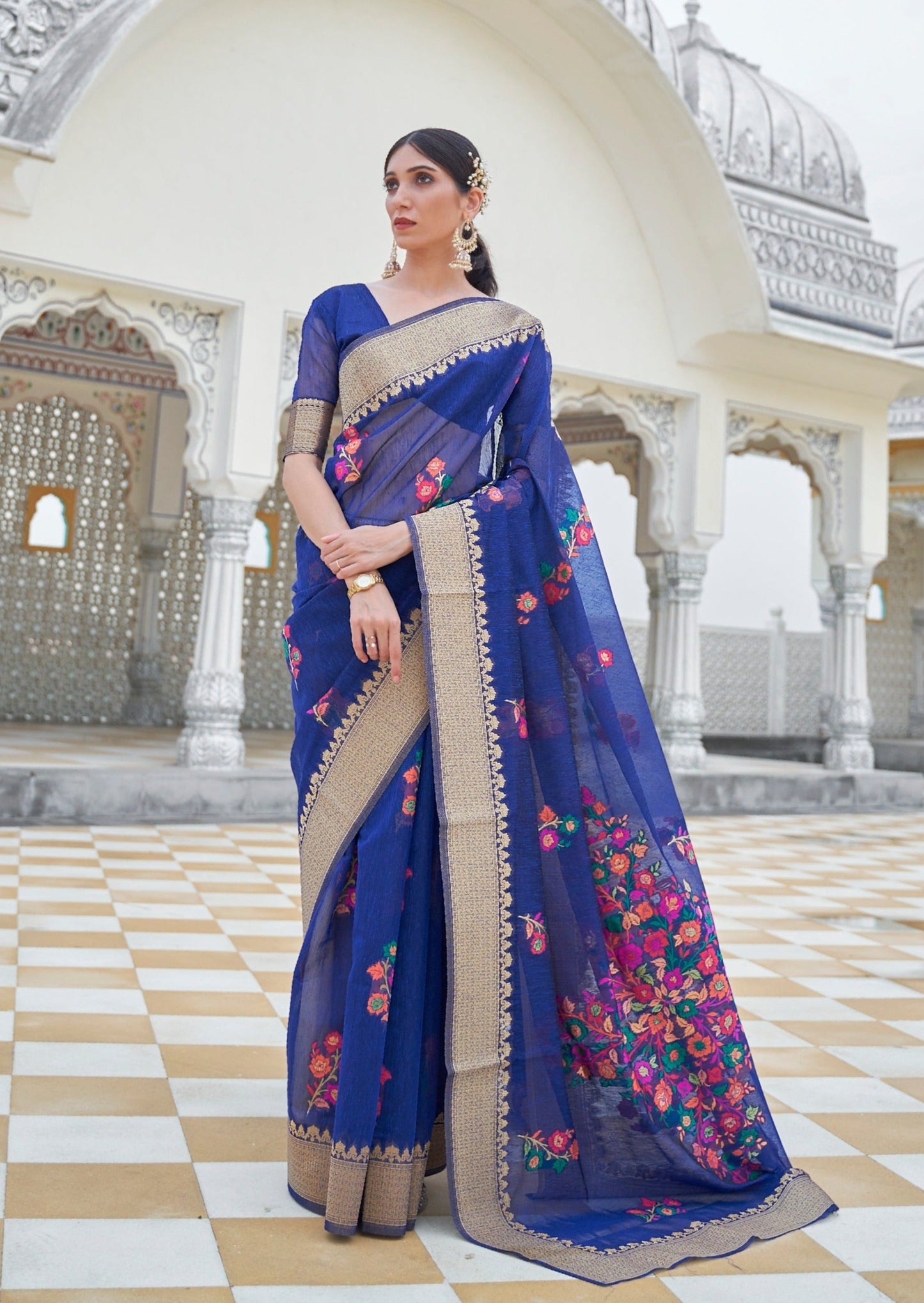 Pure linen saree