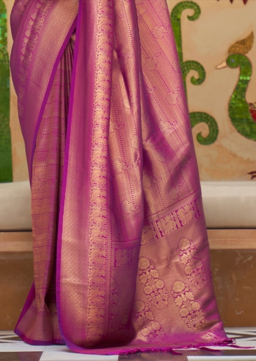 Royal Portraiture Magenta Pink Kanjivaram Silk Saree
