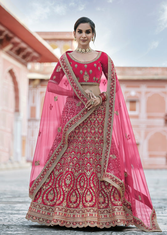 Red Velvet Bridal Lehenga Choli