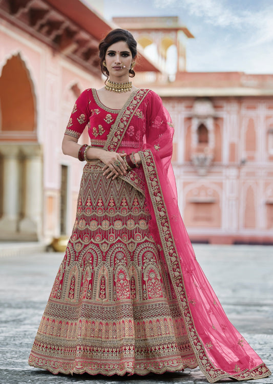 Red Bridal Lehenga Choli With Dupatta