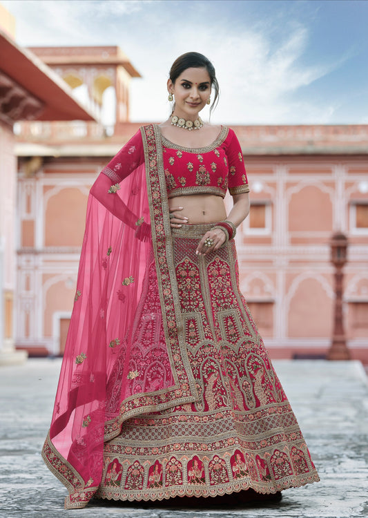 Peacock Design Red Bridal Lehenga Choli