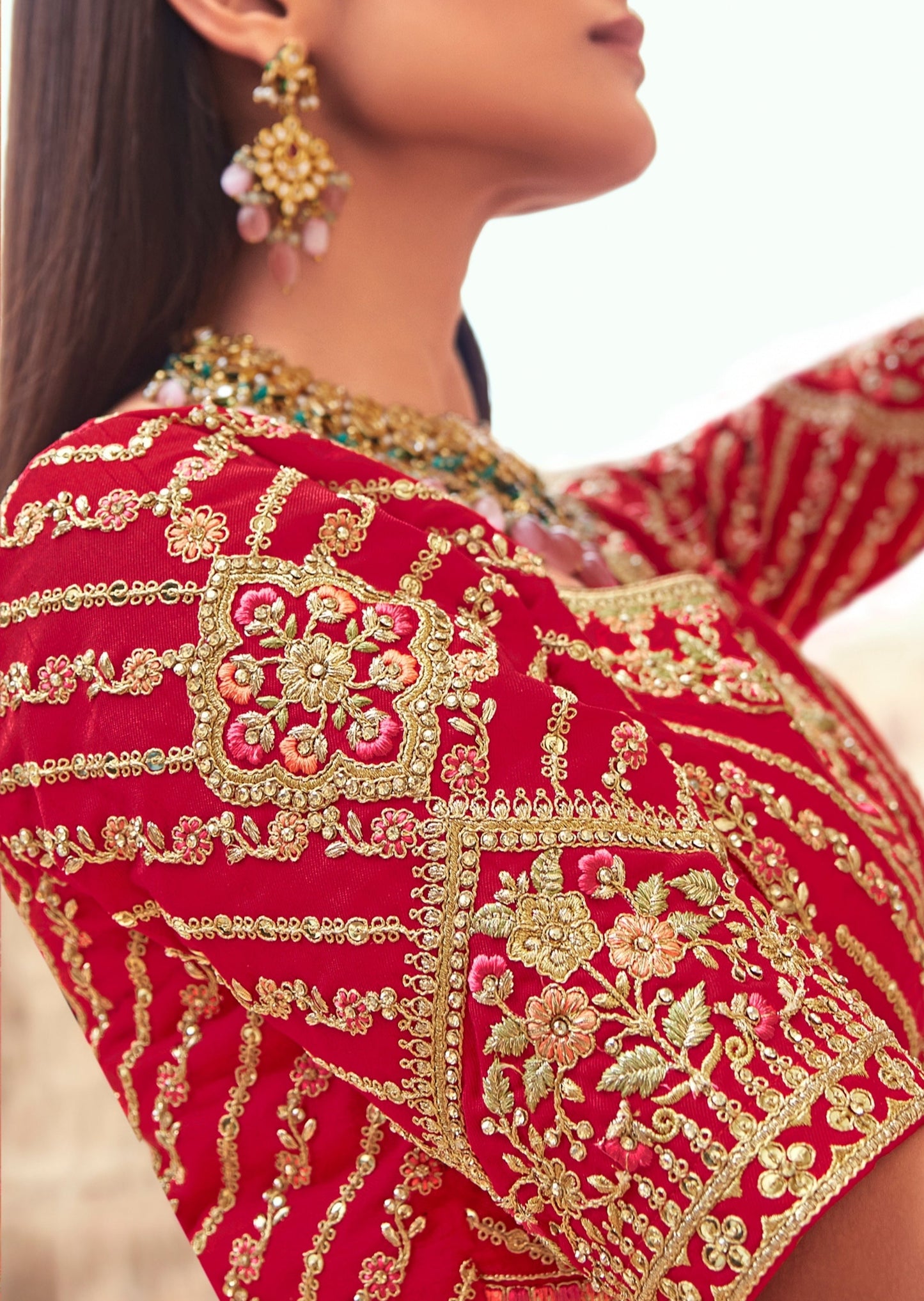 Pure Silk Red Bridal Lehenga Choli