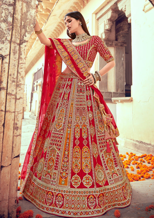 Crimson Red Designer Bridal Lehenga Choli