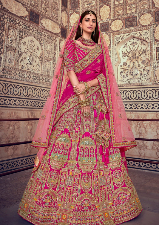 Hot Pink Designer Bridal Lehenga Choli