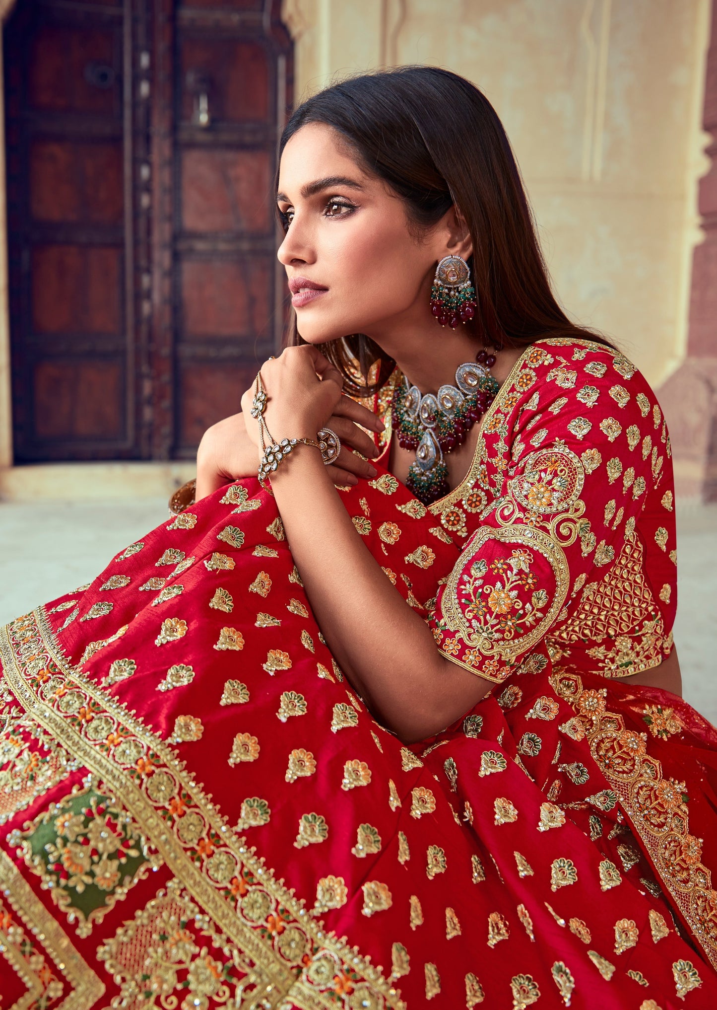 Pure Silk Red Bridal Lehenga Choli