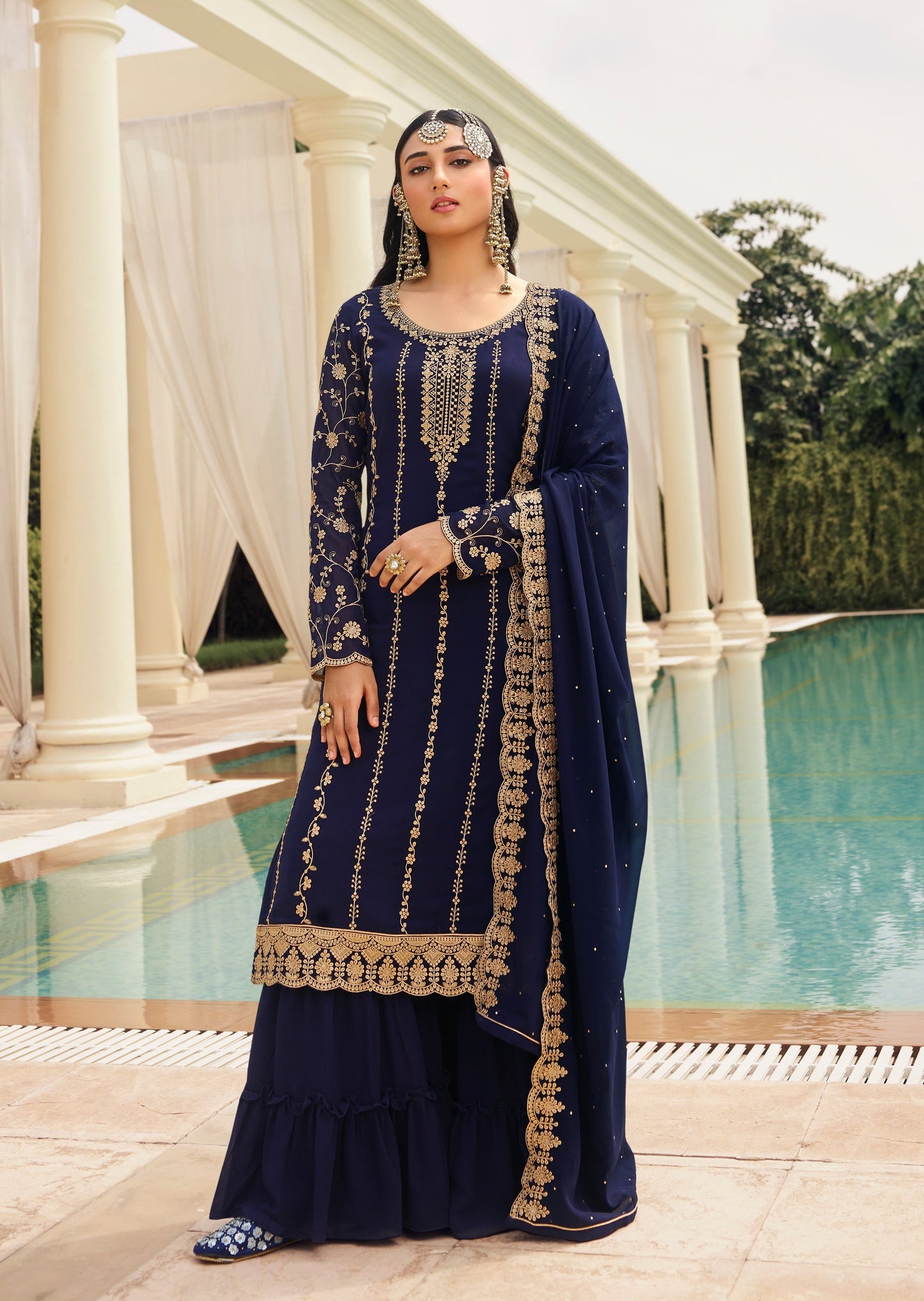 Pure Georgette Royal Blue Salwar Suit