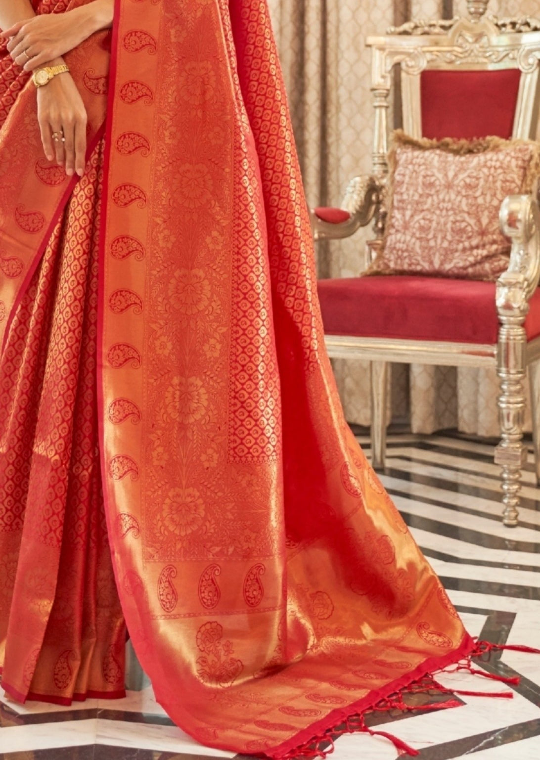 Red Kanjivaram Silk Handloom Saree