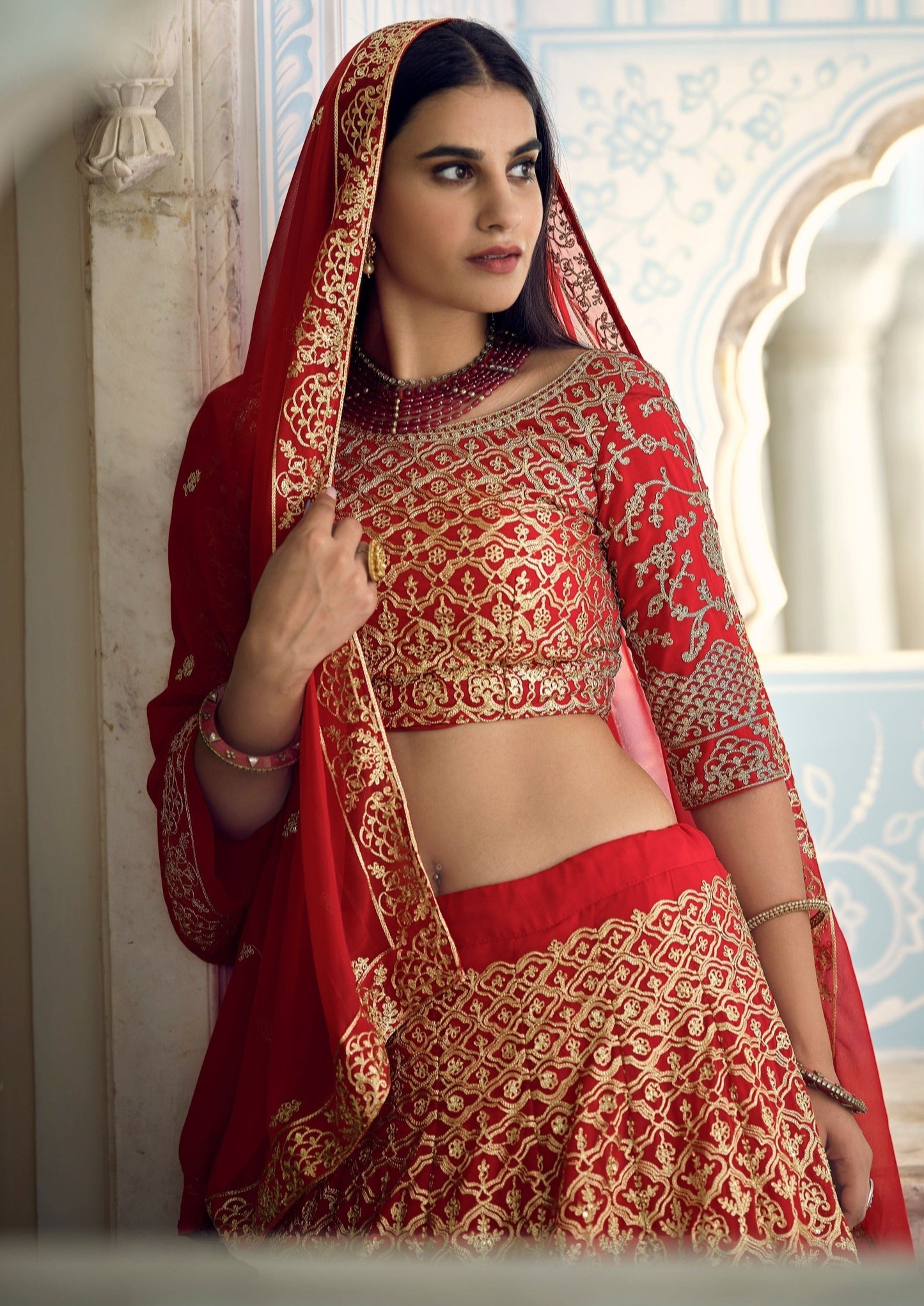 Rajwadi bridal lehenga online for wedding for bride.