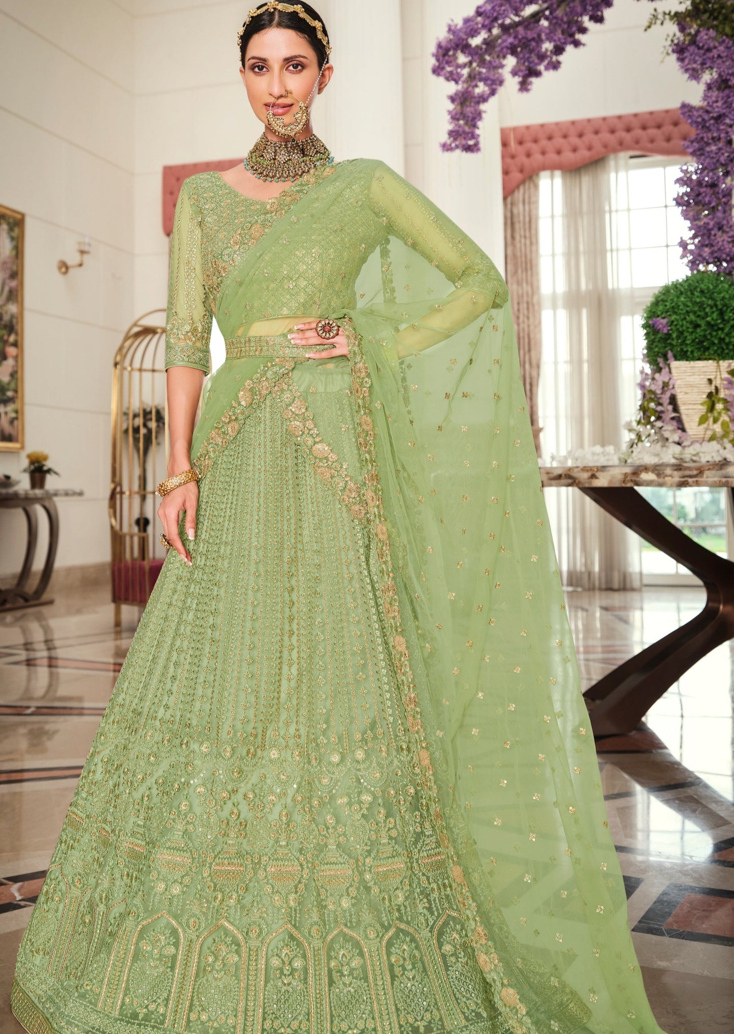 Light Green Designer Lehenga Choli