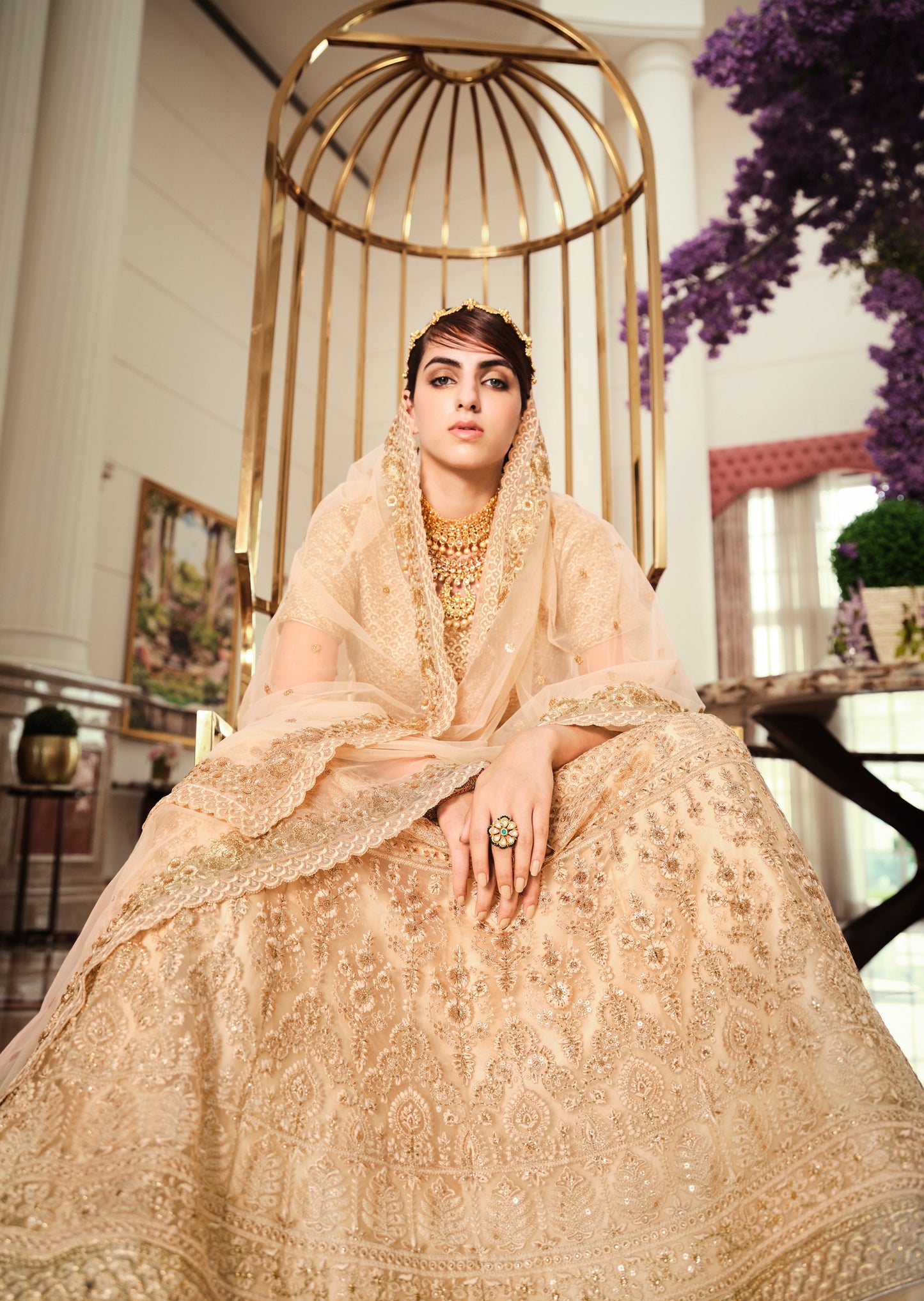 Designer Gold Bridal Lehenga Choli