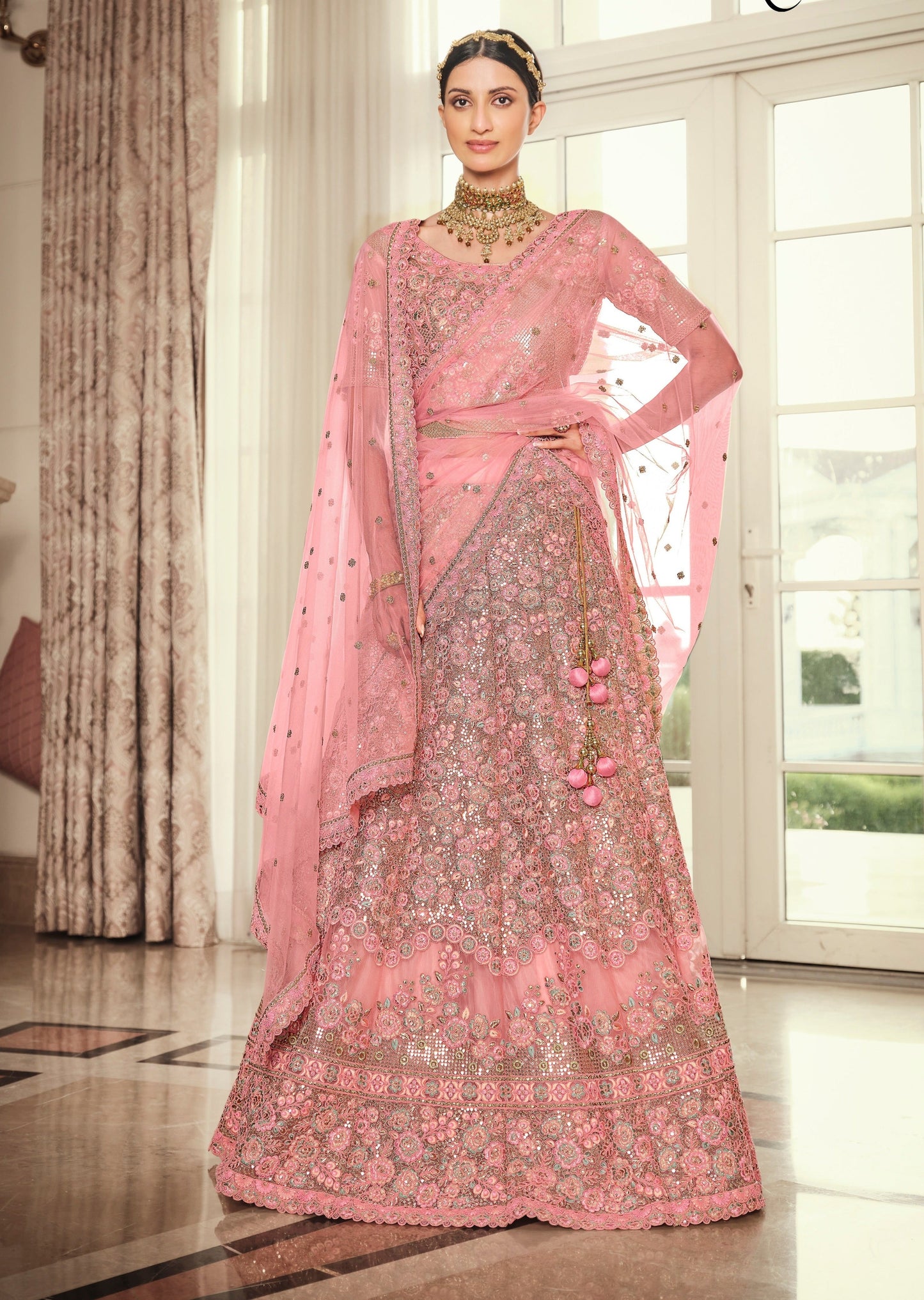 Baby Pink Lehenga Choli With Dupatta