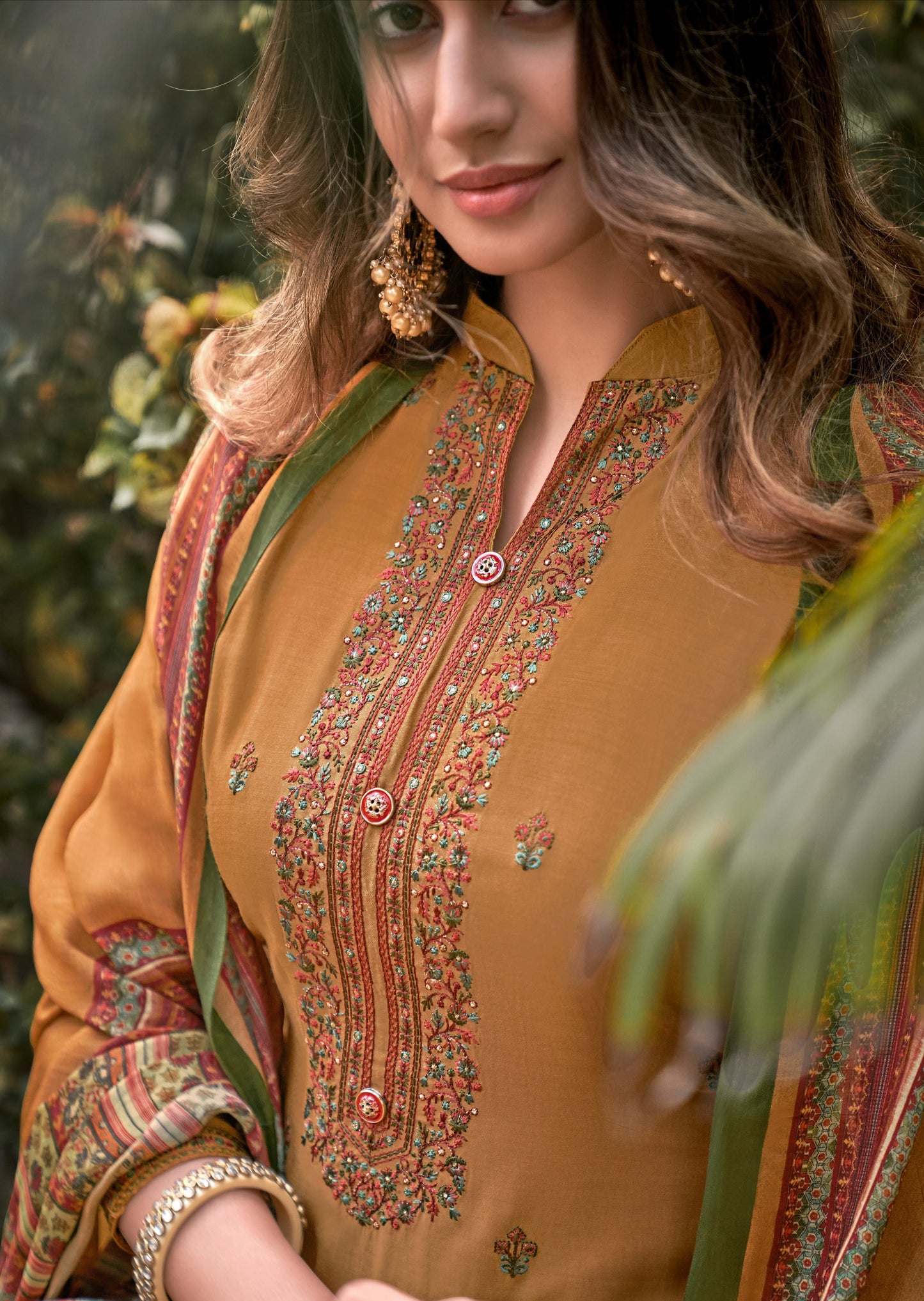 Waahida Muslin Mustard Yellow Salwaar Suit