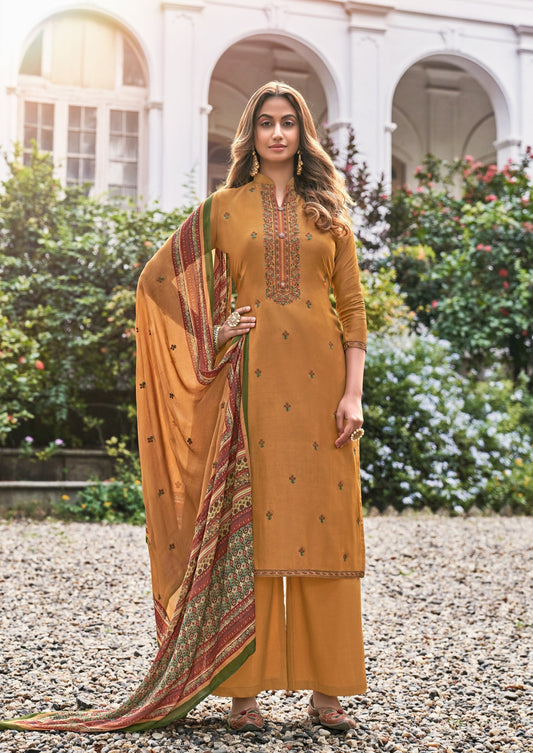 Waahida Muslin Mustard Yellow Salwaar Suit