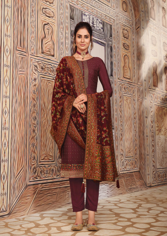 Chinon Brown Salwar Suit