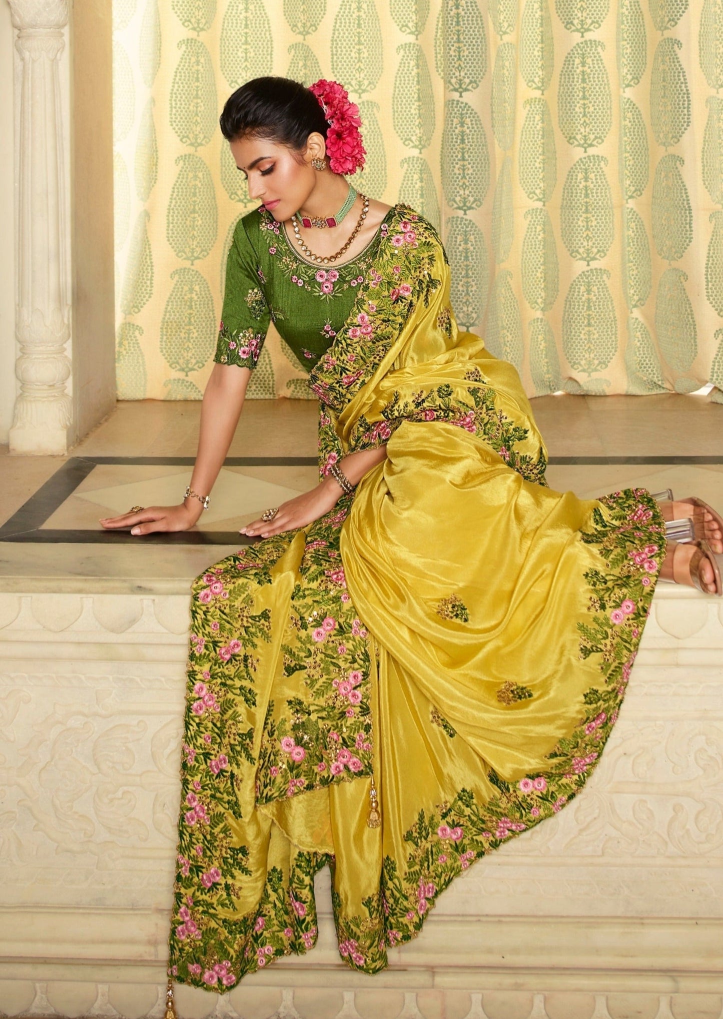 Yellow saree Designer