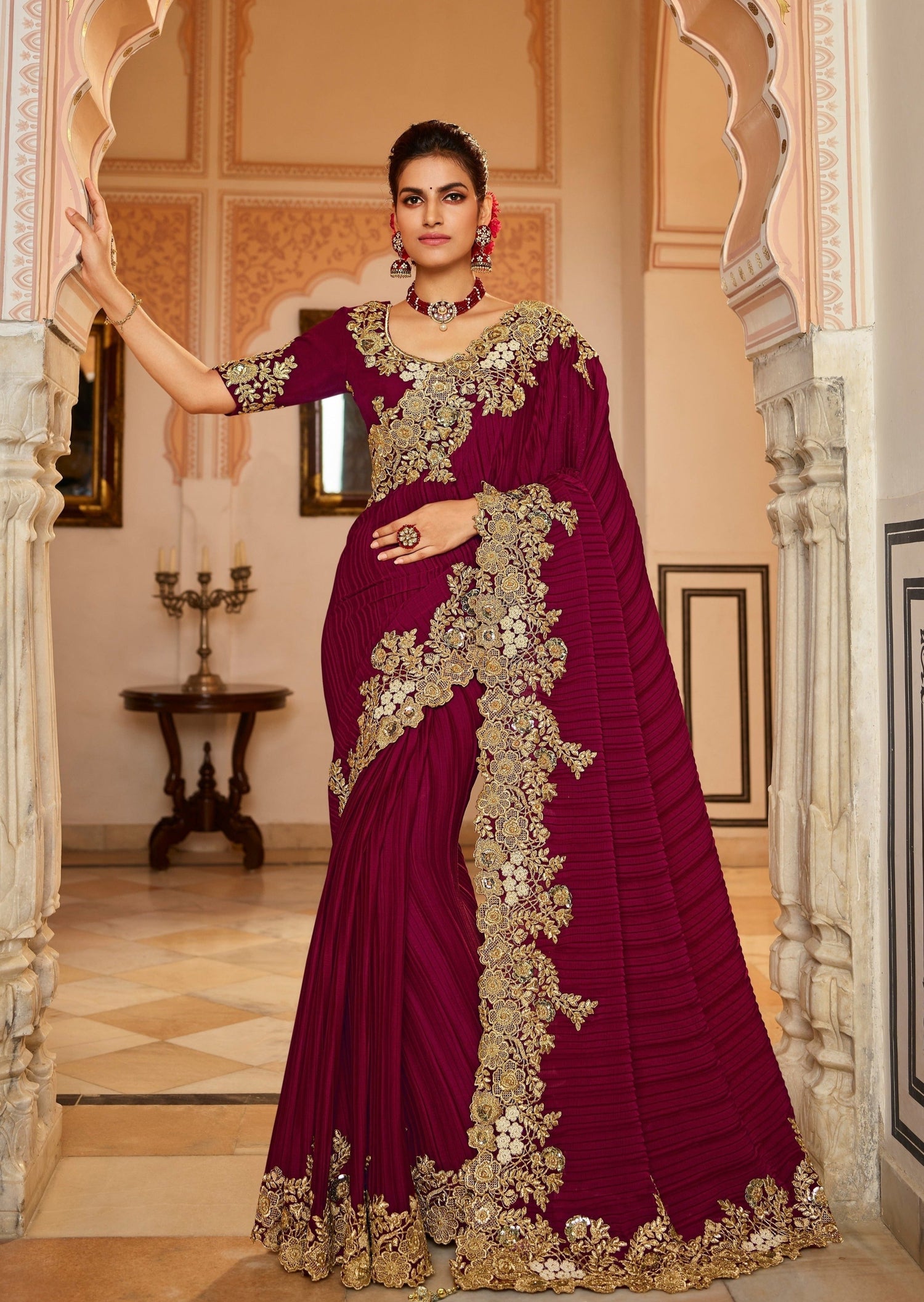 Luxury bridal saree reception