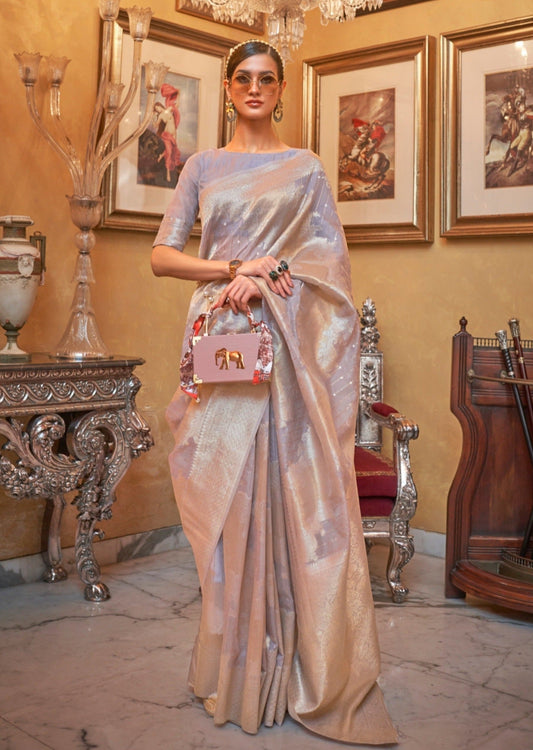 Banarasi Raw Silk Silver Sequins Saree