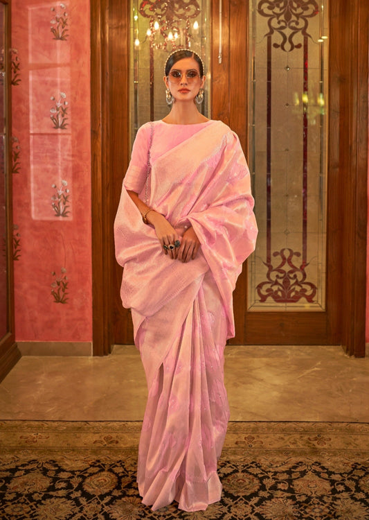 Banarasi Raw Silk Blush Pink Saree