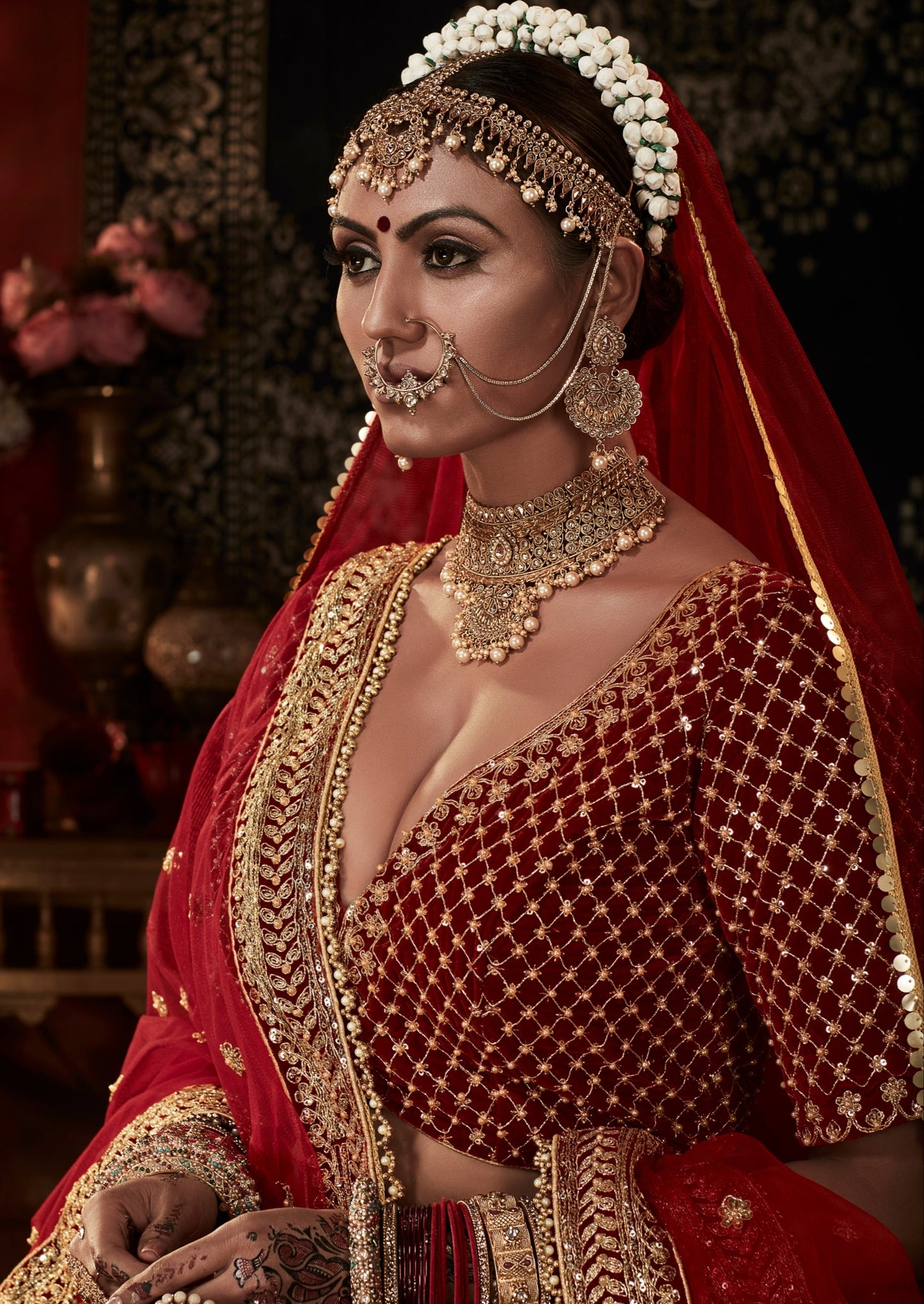 Zari Work Red Bridal Lehenga