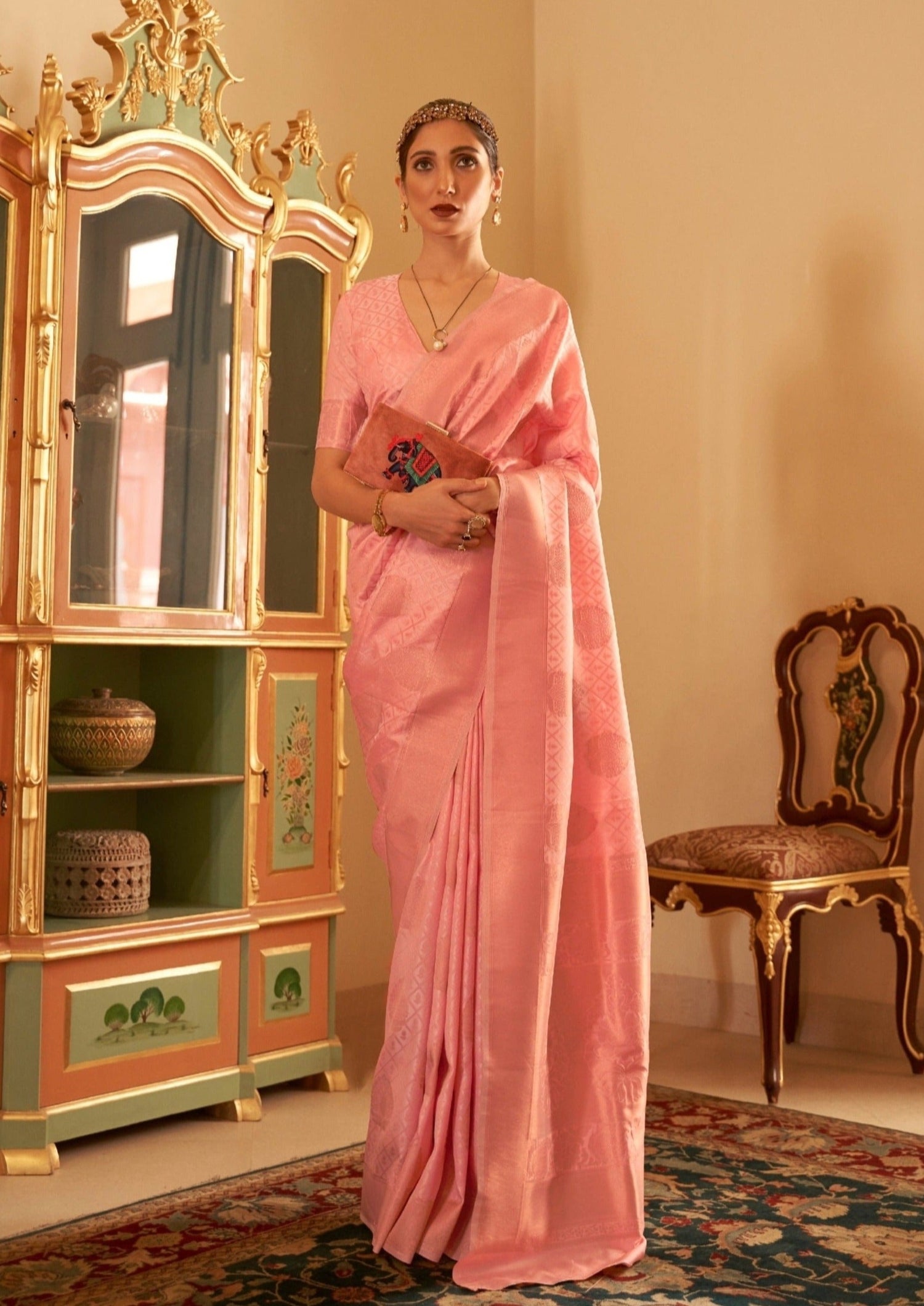 Copper Zari Handloom Weaving Pure Silk sarees online