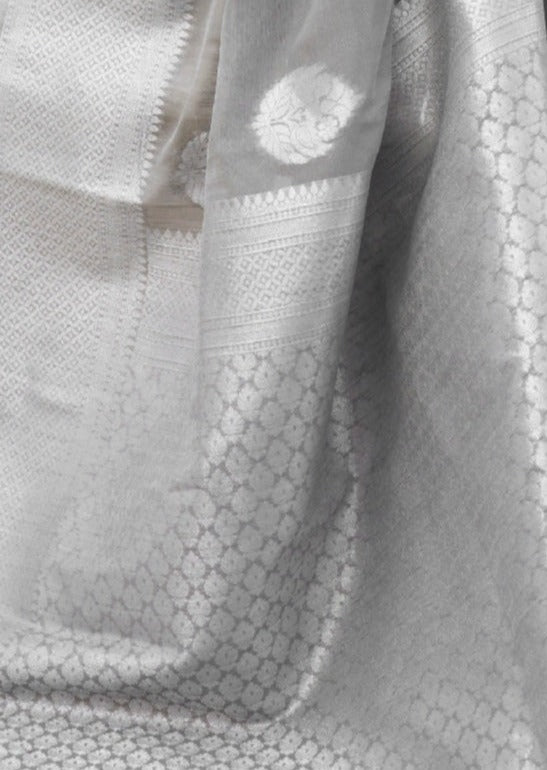 Pure Handloom Linen Grey Summer Saree