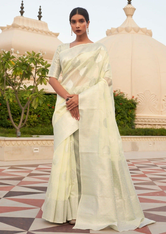 Pure linen cream saree online shopping india with price.