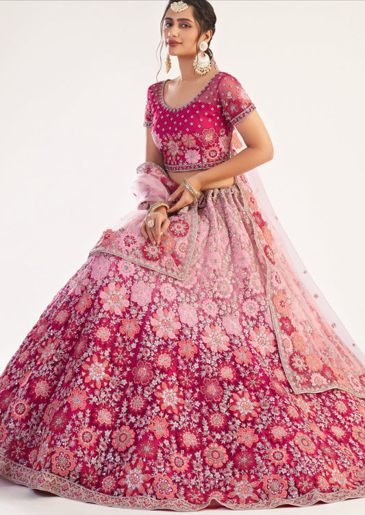 Dual Tone Pink Bridal Lehenga