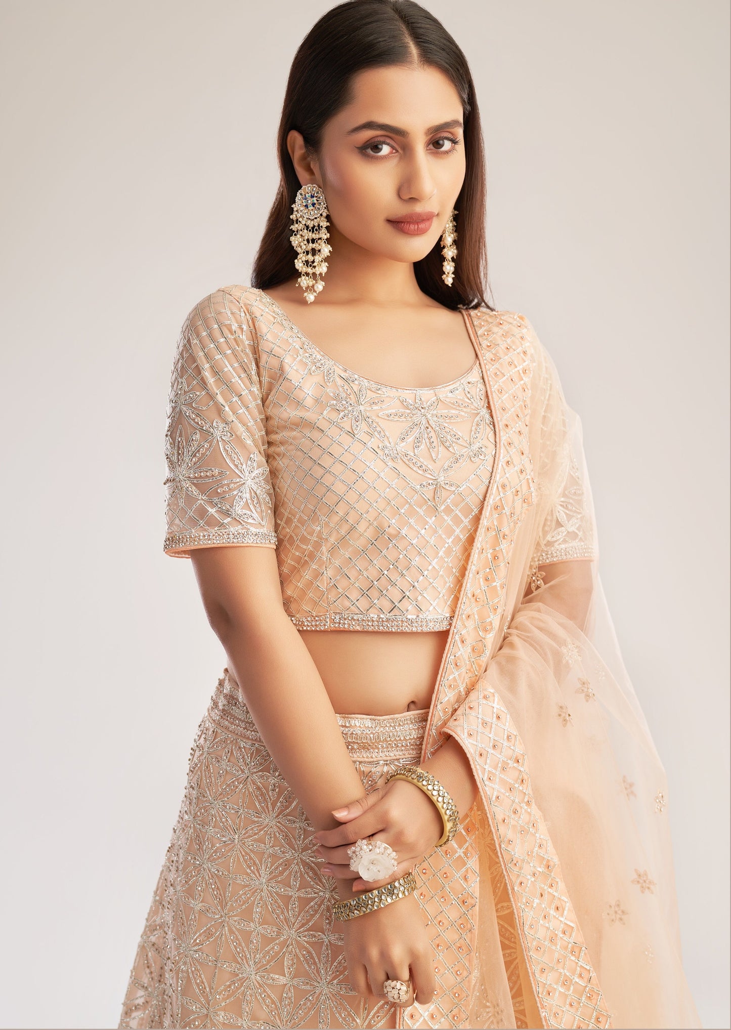 Peach Bridesmaid Lehenga Choli