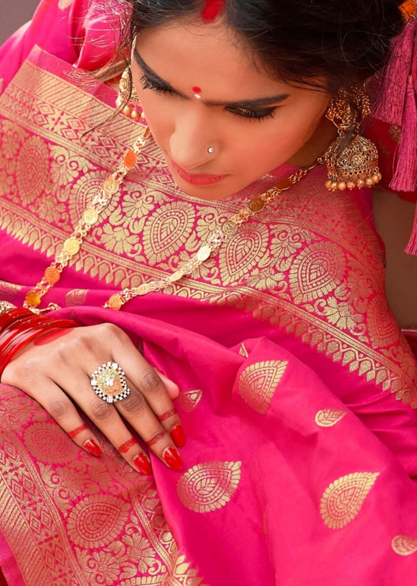 Pink Banarasi Silk Bridal Saree