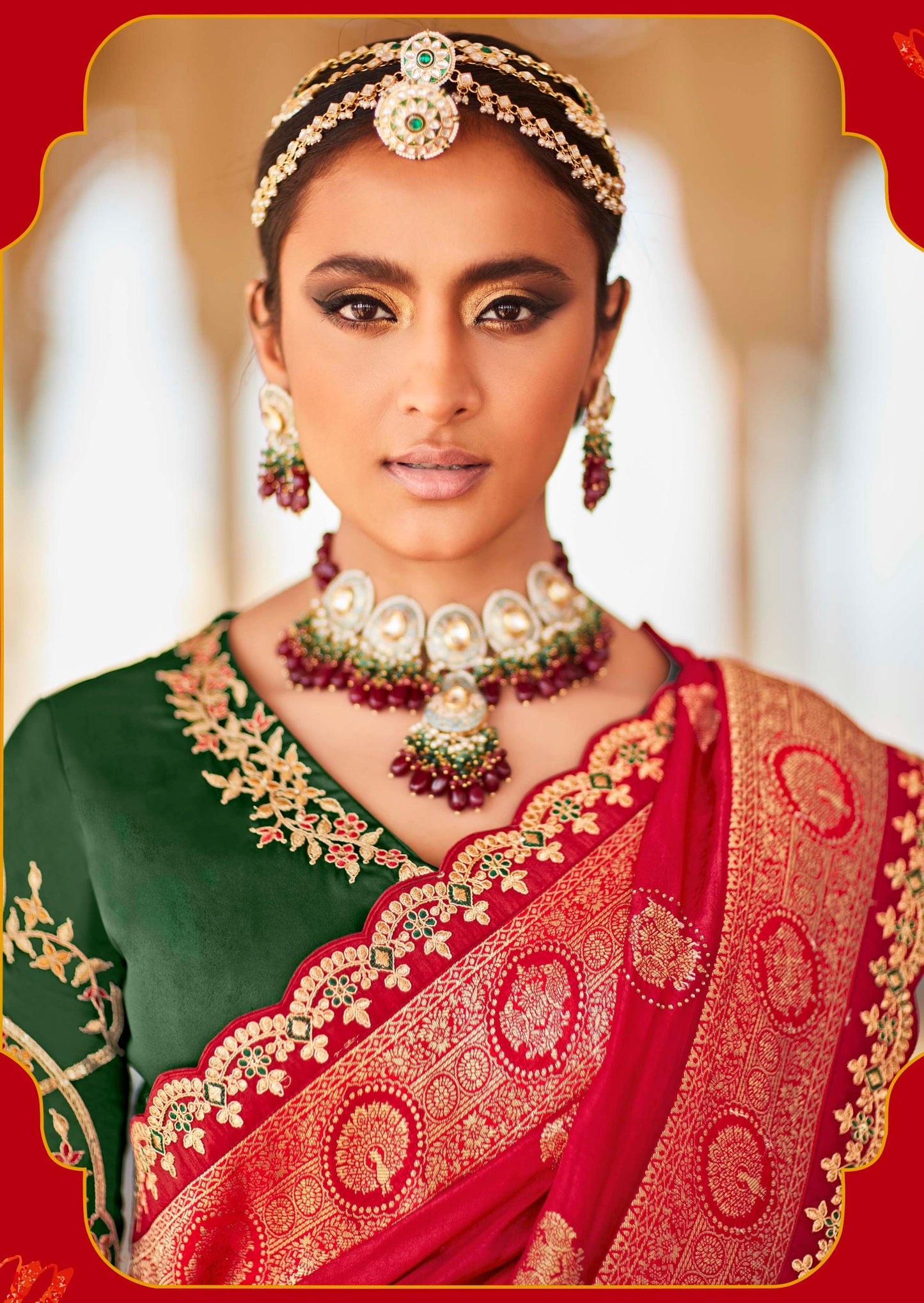 Banarasi Silk Vermillion Red Bridal Saree