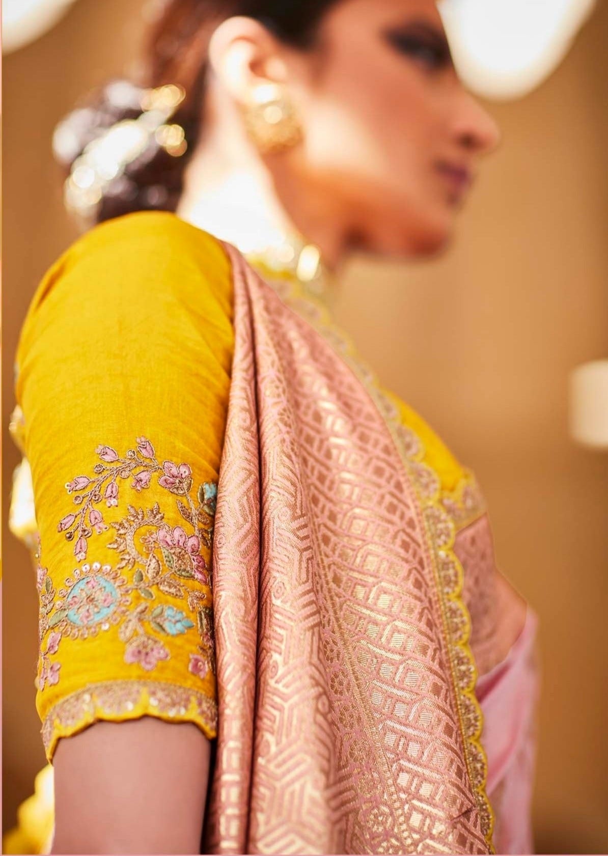 Handwork Banarasi Silk Pastel Pink Saree