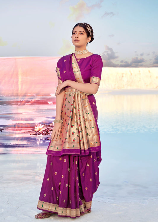 Rudrani Paithani Silk Magenta Pink Saree