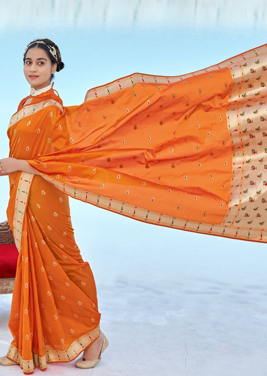 Orange Paithani Saree