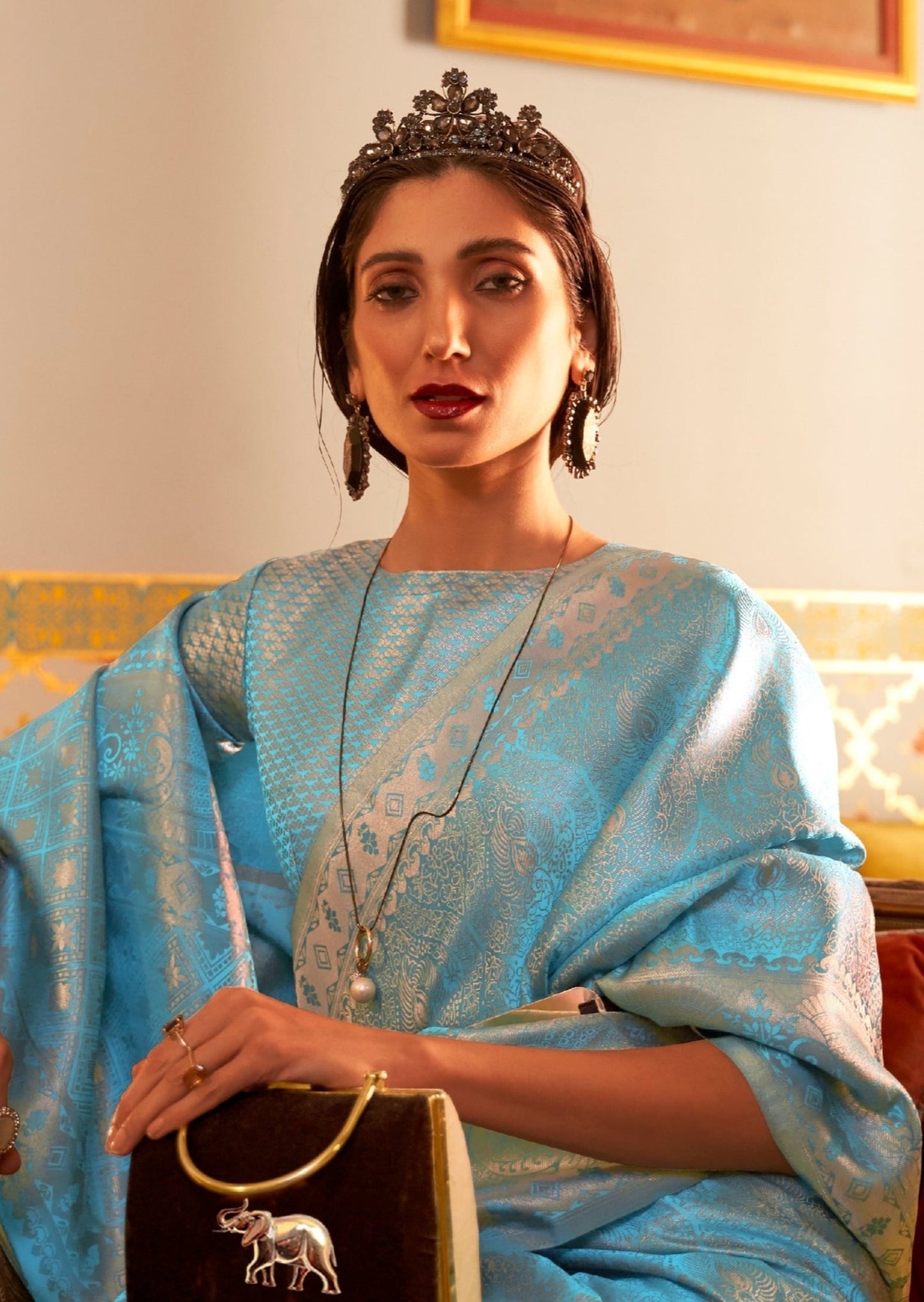Pure Kanjivaram Silk Blue Bridal Saree