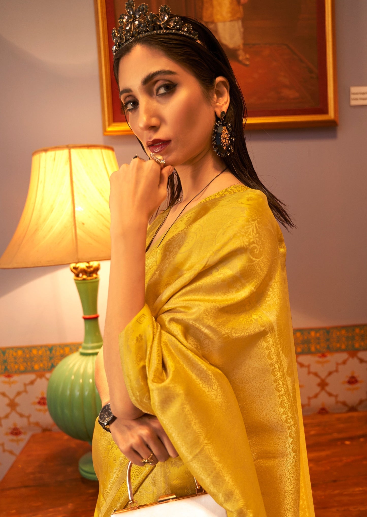 Pure Kanjivaram Silk Yellow Bridal Saree