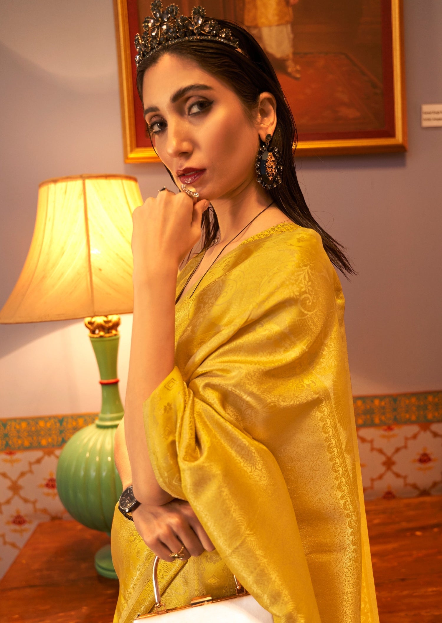 Yellow bridal deals silk saree