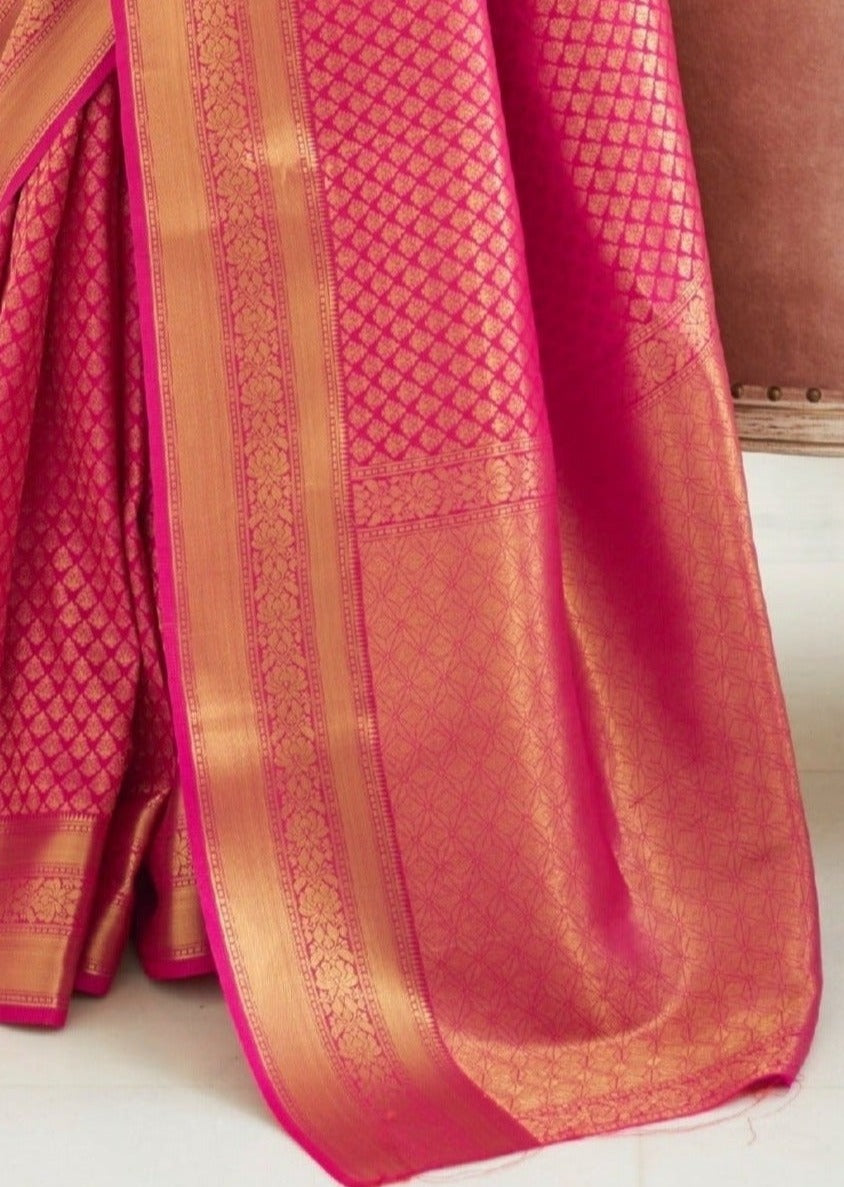 Kanjivaram Silk Pink Handloom Bridal Saree