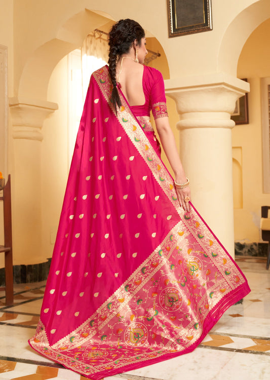 Pure Paithani Silk Pink Bridal Saree