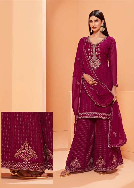 Red Sharara Suit