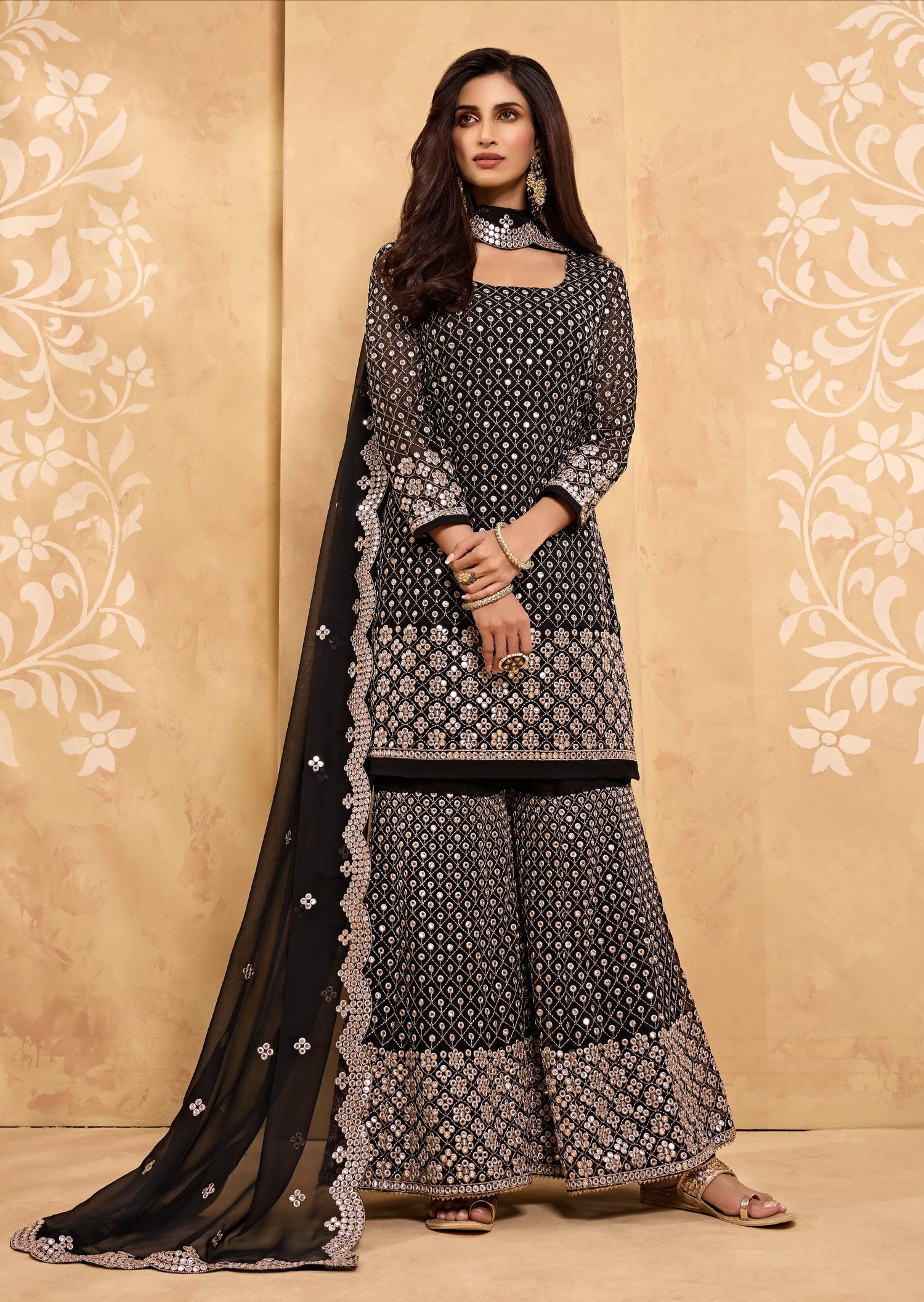 Dark Purple Sharara Indian Designer Salwar Suit Ready to Wea