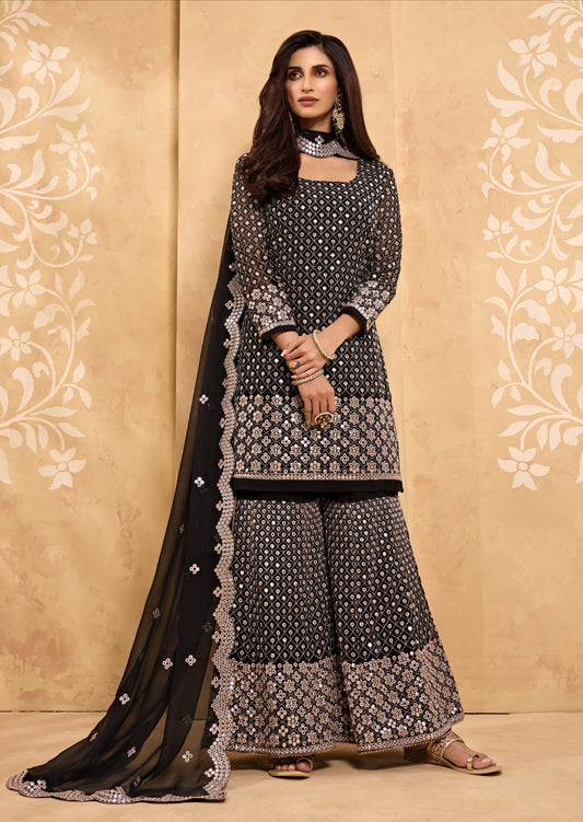 Georgette Black Sharara Suit