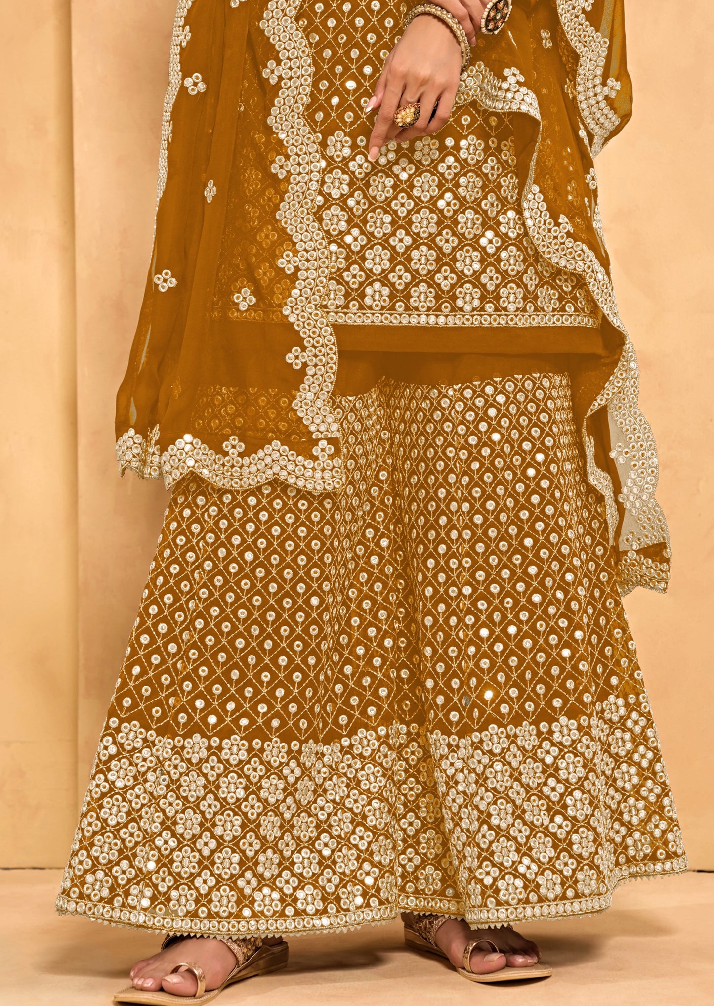 Georgette Mustard Yellow Sharara Suit