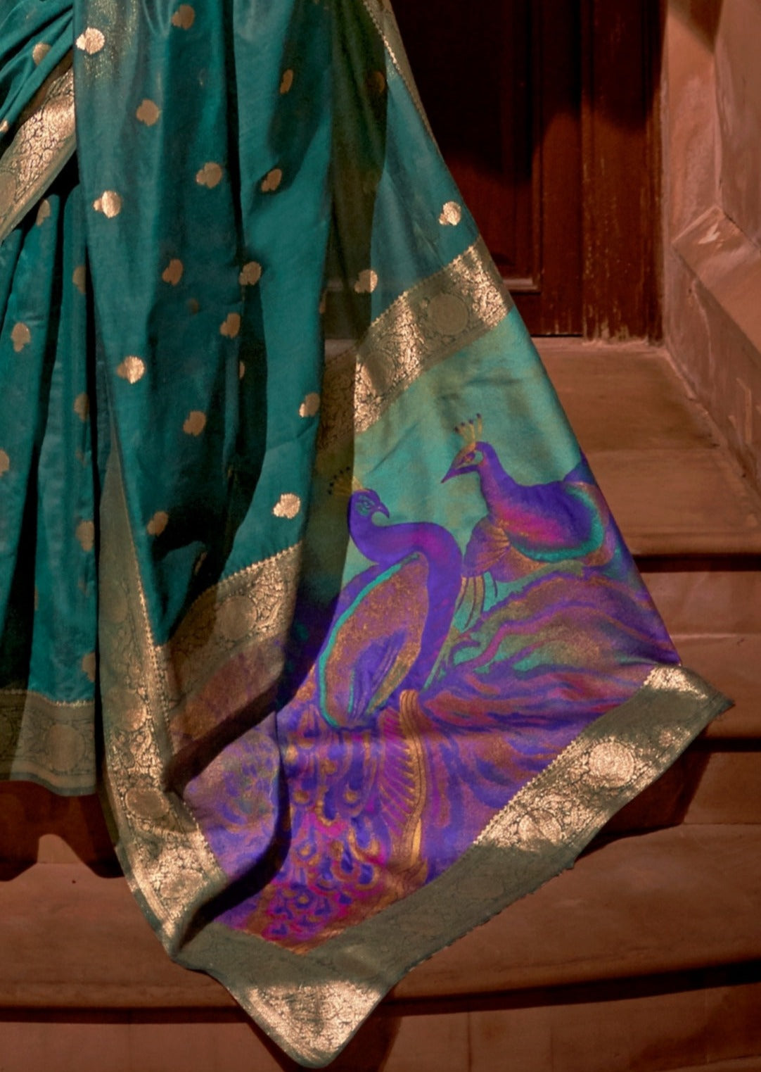 Banarasi Silk Handloom Weaving Green Saree