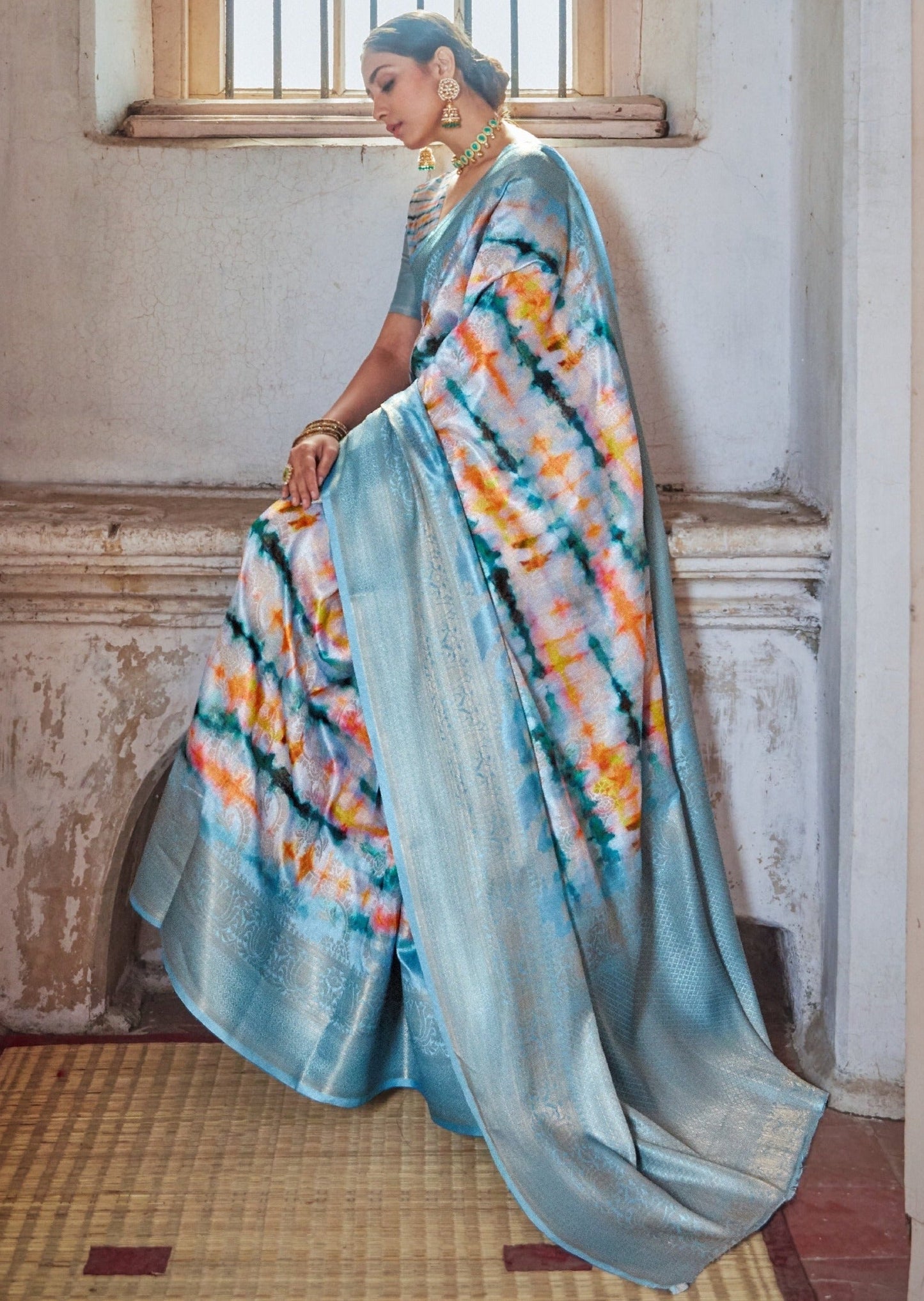 Ramya Festive Silk Weaving Sky Blue Saree