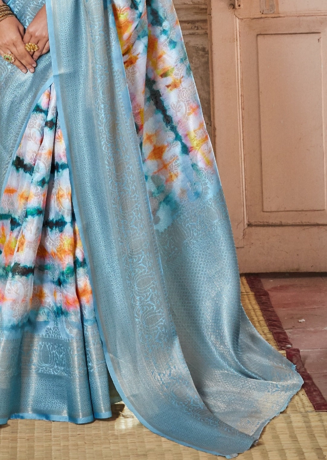 Ramya Festive Silk Weaving Sky Blue Saree