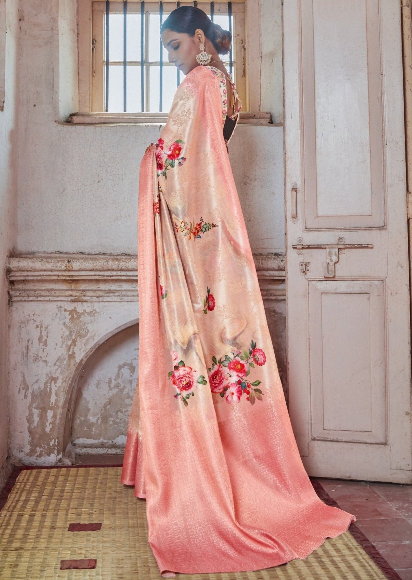 Ramya Festive Silk Weaving Blush Pink Printed Saree